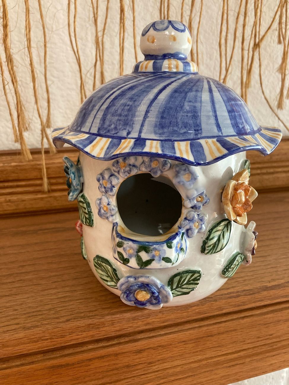 Blue-roofed birdhouse