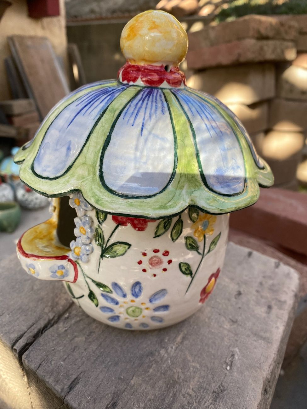 Flowered birdhouse