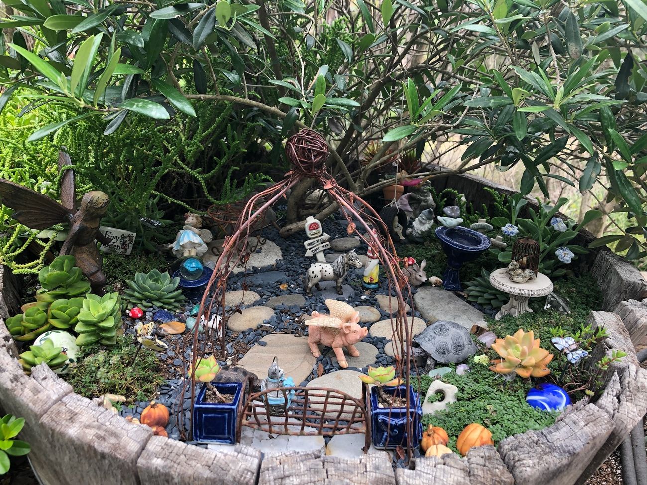 Fairy garden with an arch