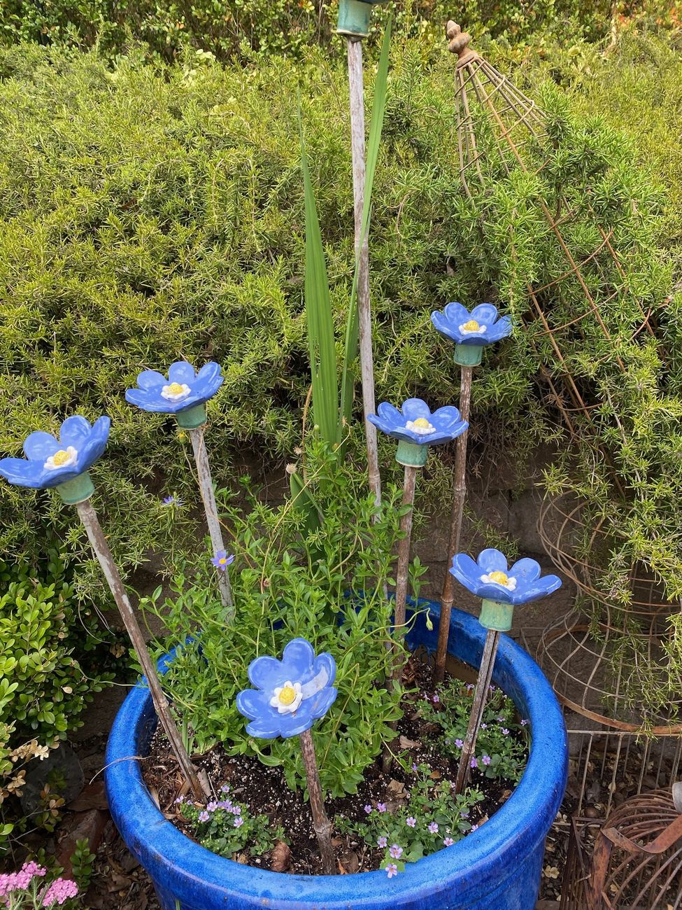 Blue flower stakes